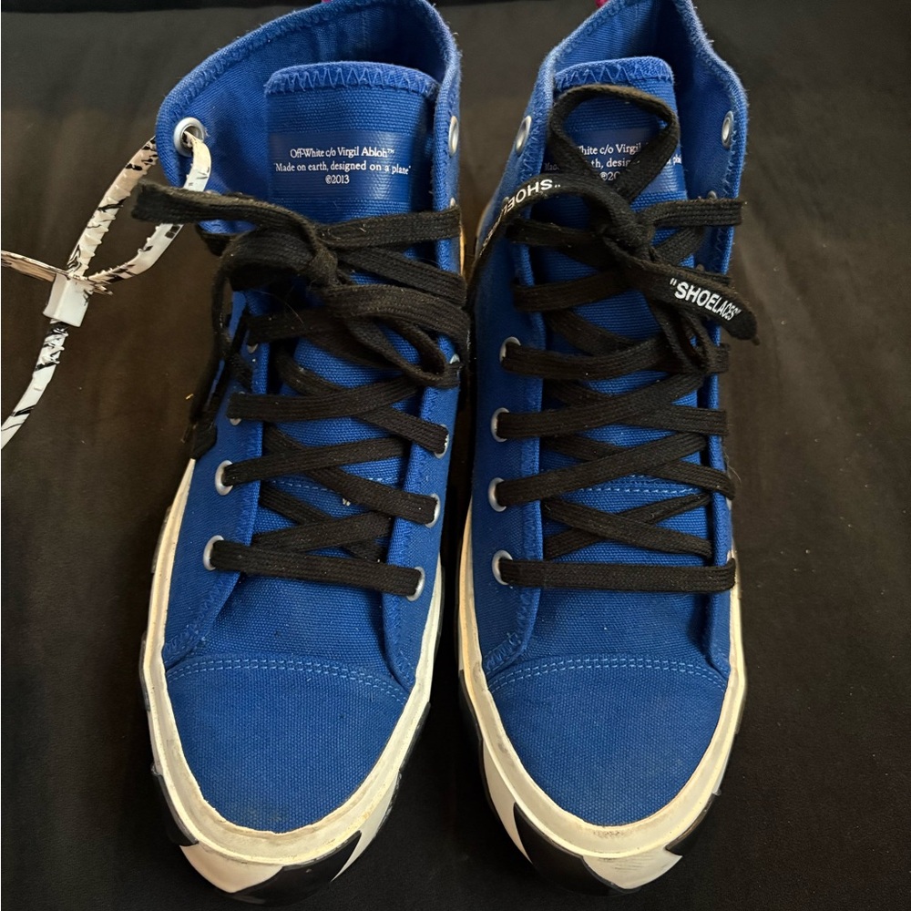 Off-White Royal Blue Canvas Sneakers